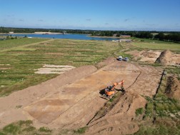 Drohnenaufnahme der Grabungsfläche (Foto: Nils Heithecker, LVR-Amt für Bodendenkmalpflege im Rheinland).