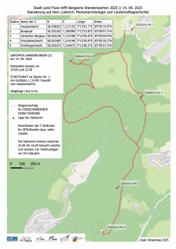 Eine Karte mit den Stationen der Wanderung