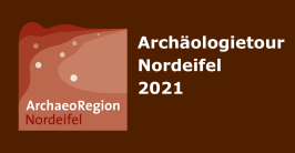 Links das Logo der Archaeoregion Nordeifel, rechts steht der Text: Archäologietour Nordeifel 2021