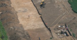 Luftbild: Übersicht über das Grabungsareal der römischen Villa