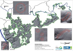 Beispiele von Laserscanauswertungen im Projektgebiet (Karte: Geobasis NRW 2012, Bearbeitung: Joachim C. Fink, Stefanie Fuchshofen und Ursula Ullrich Wick, LVR-ABR)